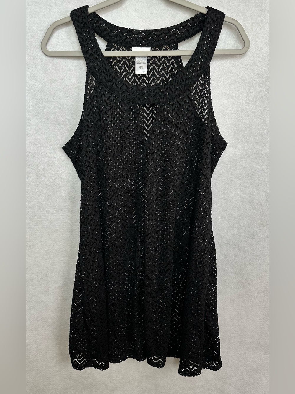 Wearabouts Black Crochet Swim Cover-Up Tank Dress